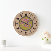 Fleurs roses modernes Grande horloge (Maison)