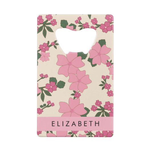 Fleurs Roses, Motif De Fleurs, Votre Nom (Dos)