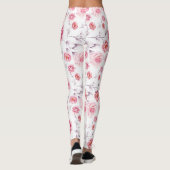 Fleurs roses motif sur leggings blancs (Dos)