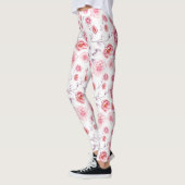 Fleurs roses motif sur leggings blancs (Gauche)