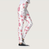 Fleurs roses motif sur leggings blancs (Droite)