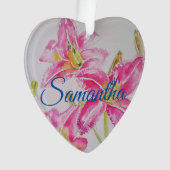 Fleurs roses Noël Enfants Nom Décoration (devant)