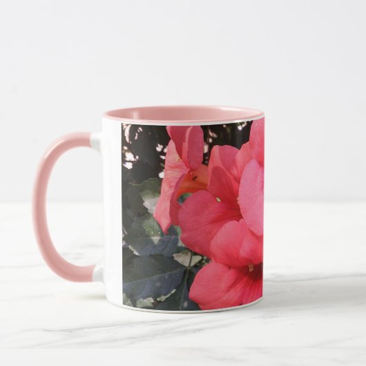 Fleurs roses Noir 325 ml Ringer Combo Mug (Gauche)