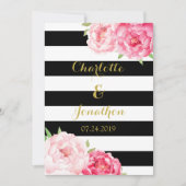 Fleurs Roses Noires Invitations de mariage (Devant)