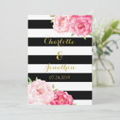 Fleurs Roses Noires Invitations de mariage (Debout devant)