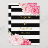 Fleurs Roses Noires Invitations de mariage (Devant / Derrière)