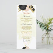 fleurs roses noires or botanique menu mariage (Debout devant)