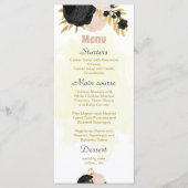 fleurs roses noires or botanique menu mariage (Devant)