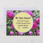 Fleurs roses Nouvelle Adresse Carte Postale, Nous  (Devant / Derrière)