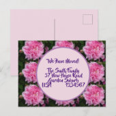 Fleurs roses Nouvelle Adresse Carte Postale, Nous (Devant / Derrière)