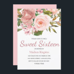 Fleurs roses or et blush Sweet 16 Invitation<br><div class="desc">Rose Gold & Blush Flowers Sweet 16 Invitation Voir la collection correspondante Dans Niche et Nest Store</div>