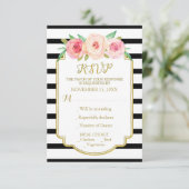 Fleurs roses Or Noir Blancs Mariage RSVP (Debout devant)