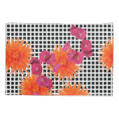 Fleurs roses orange B/W Paire de contrôle des taie (Dos-gauche)