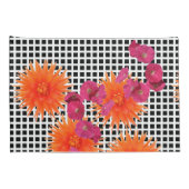 Fleurs roses orange B/W Paire de contrôle des taie (Dos-Droit)