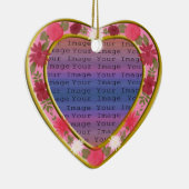 Fleurs roses - Ornement de coeur personnalisé (Droite)