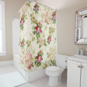 Fleurs roses pastel rideau de douche (En situation)