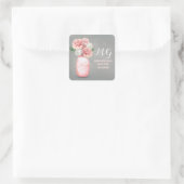 Fleurs roses peintes en mason autocollants de mari (Sac)