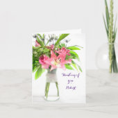 Fleurs roses Penser à vous obtenir bientôt Carte (Devant)