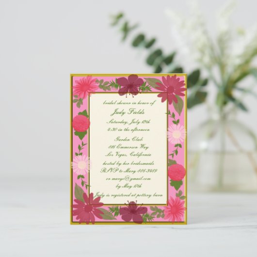 Fleurs roses Personnalisées Mariage Invitation (Debout devant)