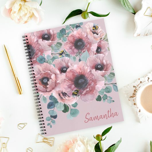 Fleurs Roses poussiéreuses et Carnet des abeilles