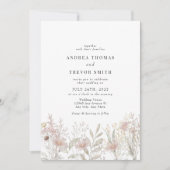Fleurs roses poussiéreuses | Invitations de mariag (Devant)