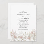 Fleurs roses poussiéreuses | Invitations de mariag (Devant / Derrière)