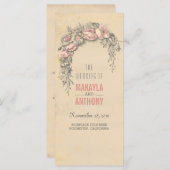 Fleurs roses Programmes de mariage vintage (Devant / Derrière)