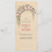 Fleurs roses Programmes de mariage vintage (Devant)