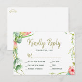 Fleurs roses rose jardin mariage moderne RSVP (Devant / Derrière)