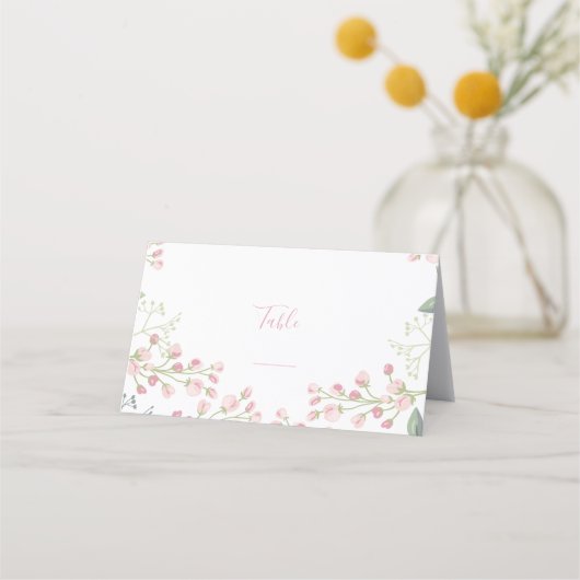 Fleurs roses, rose script, numéro de table (Devant)