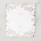 Fleurs roses, rose script, numéro de table (Extérieur déplié)