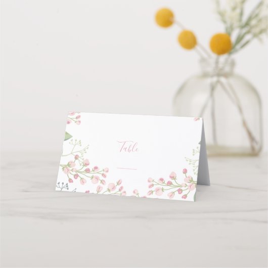 Fleurs roses, rose script, numéro de table (Dos)