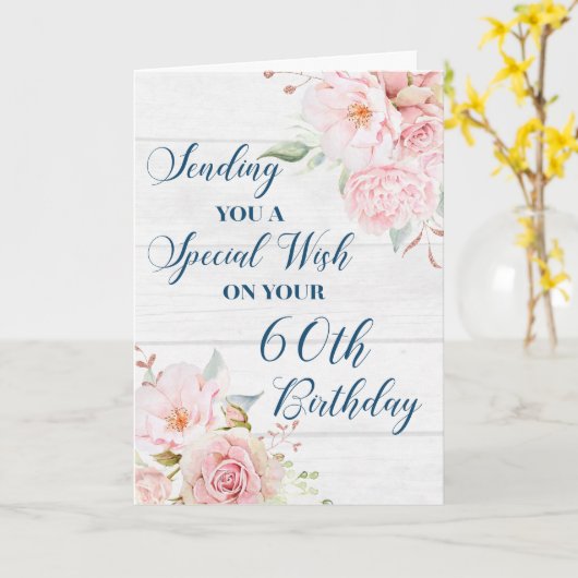 Fleurs roses Rustiques Bonne carte d'anniversaire  (Fleur jaune)