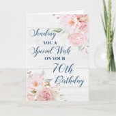 Fleurs roses rustiques joyeuses 70e carte d'annive (Devant)