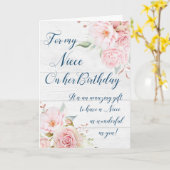 Fleurs roses Rustiques Niece Carte d'anniversaire (Fleur jaune)
