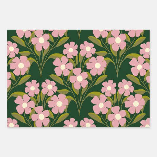 Fleurs roses Sage Vert Feuille motif (Devant 2)