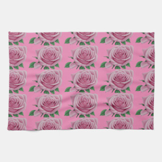 "Fleurs Roses : Serviette de cuisine rose moderne