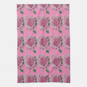 "Fleurs Roses : Serviette de cuisine rose moderne (Vertical)