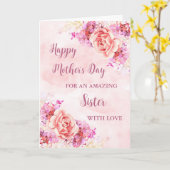 Fleurs roses Soeur Bonne carte de fête des mères (Fleur jaune)