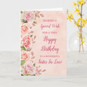 Fleurs Roses Soeur En Droit Carte Anniversaire (Fleur jaune)