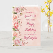 Fleurs roses Stepgirl Carte d'anniversaire (Fleur jaune)