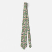 Fleurs roses sur Cravate vert (Devant)