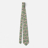 Fleurs roses sur Cravate vert (Dos)