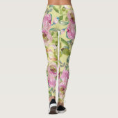 Fleurs roses sur Leggings jaunes (Dos)