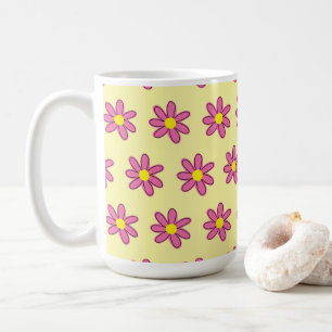 Fleurs roses sur Mug de café jaune