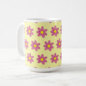 Fleurs roses sur Mug de café jaune (Devant gauche)