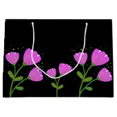 Fleurs roses sur sac cadeau noir (Devant)