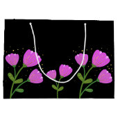 Fleurs roses sur sac cadeau noir (Dos)