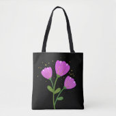Fleurs roses sur Sac fourre-tout noir (Devant)