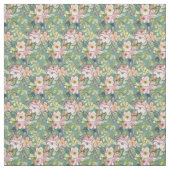 Fleurs roses sur tissu vert - Impression florale (Échantillon)